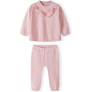 Minoti - jogging set - meisjes - roze - broderie - maat 68/74
