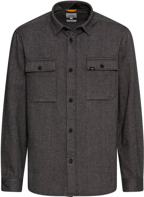 camel active - Shirt - Steengrijs - Lange Mouwen - Met Borstzakken
