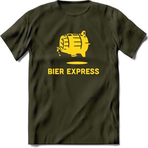 Bier express T-Shirt | Unisex Kleding | Dames - Heren Feest shirt | Drank | Grappig Verjaardag Cadeau tekst | - Leger Groen - XL
