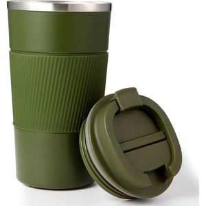 IBBO® - Koffiebeker To Go - Thermosbeker - Theebeker - Reisbeker - Lekvrij - 510 ML - Travel Mug - RVS 304 - vaderdag cadeau - geslaagd cadeaus - Groen