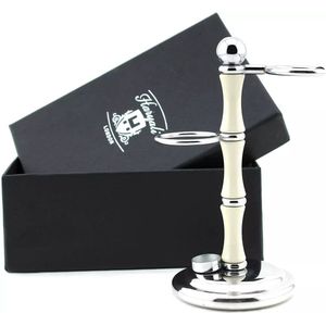 Haryali London Scheerkwasthouder en scheermeshouder- scheerstandaard voor scheerkwast en scheermes voor mannen in gebroken witte kleur