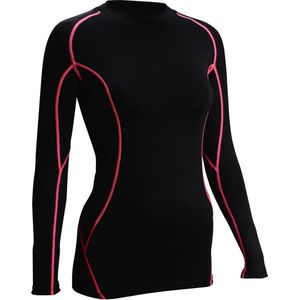 Avento Compressieshirt Lange Mouw - Vrouwen - Zwart/Fuchsia - Maat 38