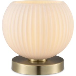 Home Sweet Home - Klassieke tafellamp Credo - Messing - 20/20/19cm - bedlampje - geschikt voor E27 LED lichtbron - gemaakt van Glas en Metaal
