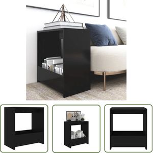 The Living Store Bijzettafel 50x26x50 cm bewerkt hout zwart - Bijzettafel - Salontafel - Sidetable - Houten Tafel - Zwarte Tafel