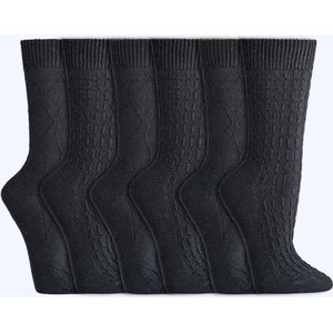 Gebreide sokken | Noble Classic | Alpacawol | Dames & Heren | Zwart | 6 paar