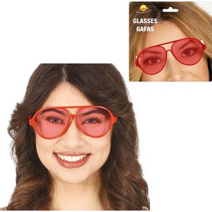 Carnaval/verkleed party bril Aviator - 2x - rood - volwassenen -Voor bij een verkleedkleding kostuum