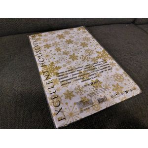 Kerst Tafelkleed - 180 x 130 cm - Wit/Goud Kerst Tafelkleed - Tafelkleed Kerst Papier | Kerst Wegwerp Tafelkleed - Tafelkleed Kerstprint