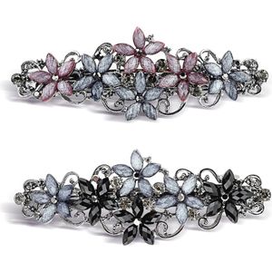 Elegante haarspelden voor dames en meisjes - Kristallen bloemenclips in vintage stijl