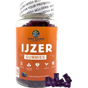 Pure Source - IJzer Gummy - 40mg per Portie - Vegan & Goed Opneembaar - Natuurlijke Bessensmaak - Alternatief voor IJzer Tabletten - 60 Gummies
