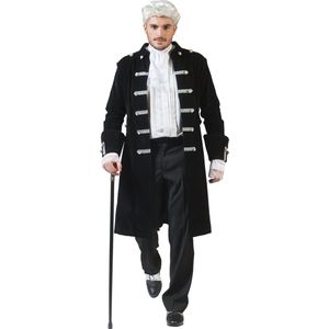 Funny Fashion - Middeleeuwen & Renaissance Kostuum - Luxe Markies Snob De France - Zwart - Maat 60-62 - Halloween - Verkleedkleding