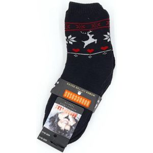 Kerstsokken rendier dames sokken multipack 4 paar katoenen sokken wintersokken warme sokken zwart 2x/lichtgrijs 2x maat 35-38