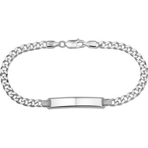 The Jewelry Collection Graveerarmband Gourmet Plaat 6 mm 19 cm - Zilver