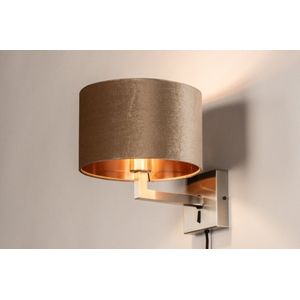 Lumidora Wandlamp 31108 - Voor binnen - SIENA - E27 - Koper - Staalgrijs - Taupe - Metaal