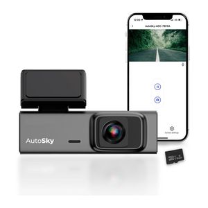 AutoSky 2K WiFi Dash Cam – Compacte Dashcam met Groothoeklens – Inclusief 32GB Geheugenkaart – App Bediening & Loop Recording
