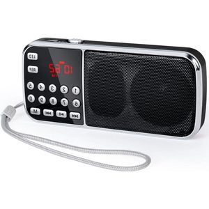 Draagbare Radio L-189 3W FM-Radio 1200mAh met Dubbele Luidspreker en Zaklamp - Oplaadbare Batterij - Geschikt voor MP3 AUX USB TF - Draagbare Radio