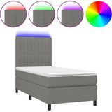 vidaXL-Boxspring-met-matras-en-LED-stof-donkergrijs-90x200-cm