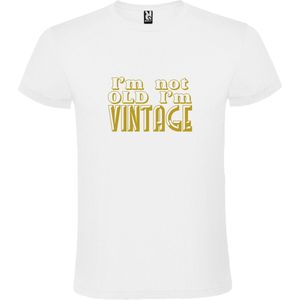 Wit T-Shirt met “ I'm not Old I'm Vintage “ print  Goud Size 3XL