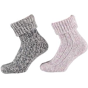 4-Pack Warme Wollen Huissokken 124357001 Van Apollo - Dames - Zwart / Lila - 35-38