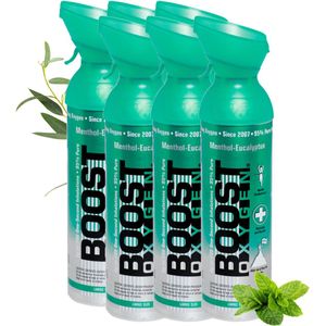 Boost Oxygen 9 liter - Menthol-Eucalyptus - 95% Pure Zuurstof - Tot wel 1200 inhalaties - Ademhalingsondersteuning voor sport herstel, hoogte, prestaties en gezondheid - Zuurstoffles - 6x 9L (6 pak, 54L totaal)