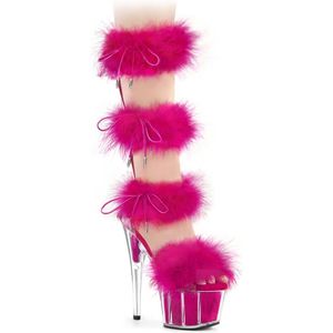 Pleaser - ADORE-728F Sandaal met enkelband, Paaldans schoenen - US 10 - 40 Shoes - Transparant/Roze