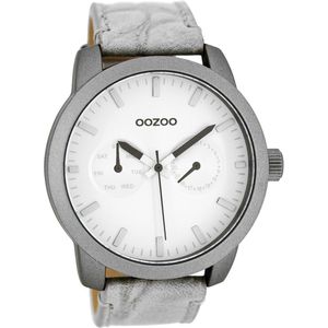 OOZOO Timepieces - Grijze horloge met grijze leren band - C8255