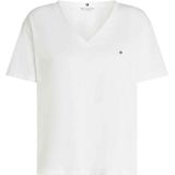 TOMMY HILFIGER - Slub Cropped T-shirt - Wit - Katoen
