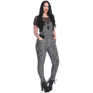 Banned - Spooky Nightwalks Jumpsuit - 2XL - Zwart/Wit