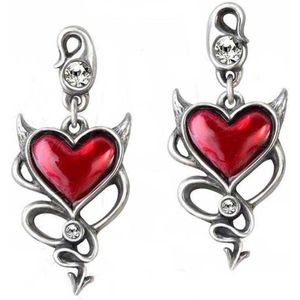 Alchemy Gothic Stud oorbellen DEVIL HEART Zilverkleurig