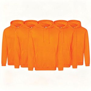 Hoodie Oranje Unisex - 5 pack - 5 stuks - Goede pasvorm - 271 g/m² - Basic Blanco hoodie - Regular fit - 50% Katoen - 50% Polyester - Comfortabel - Gildan