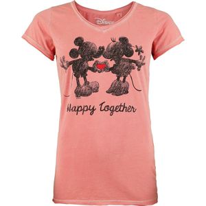 Mickey Mouse Happy Together Dames T-shirt - koraal - 4XL