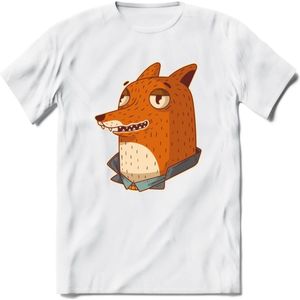 Casual vos T-Shirt Grappig | Dieren fox Kleding Kado Heren / Dames | Animal Skateboard Cadeau shirt - Wit - 3XL