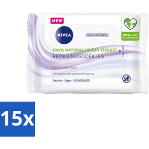 Nivea - Sensitive Reinigingsdoekjes - Voor Gevoelige Huid - 25 Doekjes - Bulkverpakking - 15 stuks