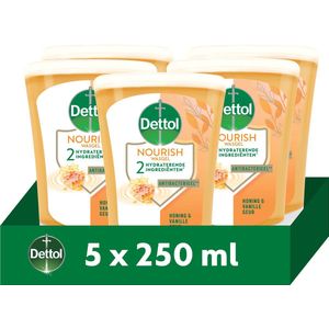 Dettol Handzeep No Touch Navulling 5x 250ml - Extra Care Honing & Galamboter - Voordeelverpakking