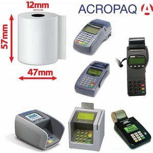 ACROPAQ - 20 x Pinrollen - 57 x 47 x 12 mm, 25m, Thermisch, BPA-Vrij - Kassarollen, Bancontact rollen - Wit