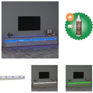 vidaXL Tv-meubel met LED-verlichting 270x35x40 cm betongrijs - Kast - Inclusief Houtreiniger en verfrisser