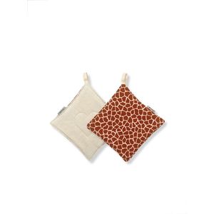 Duurzaam cadeau - Tweezijdige pannenlap - Giraf print - Set van 2 - 20x20cm - Zero waste