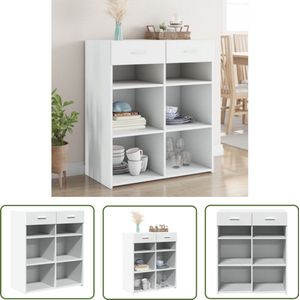 The Living Store Dressoir 80x42,5x93 cm bewerkt hout wit - Dressoir - Commode - Houten Dressoir - Wit Dressoir - Vintage Dressoir