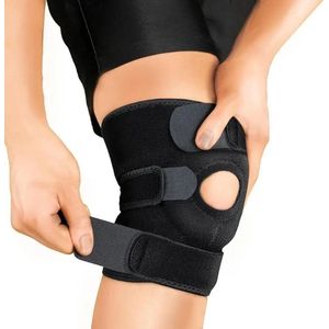 Kniebrace - Verstelbare kniebrace - Kniebeschermers - Patella Stabilisator Kniebrace - Linker en rechter kniebrace - Zwarte kniebrace - Polyester