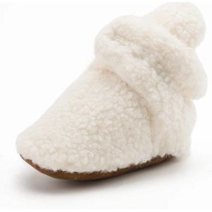 Baby slof - Sloffen - Slofjes - 6 -12 maanden - Zachte zool - Teddy stof - Baby schoentjes - Wit