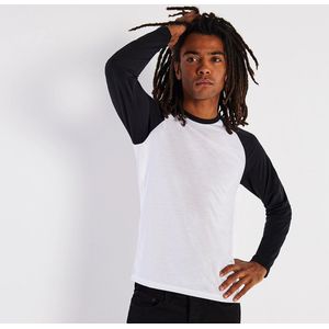 2 Pack Vanilla Heren Baseballshirt met lange mouwen (Wit/Zwart) M