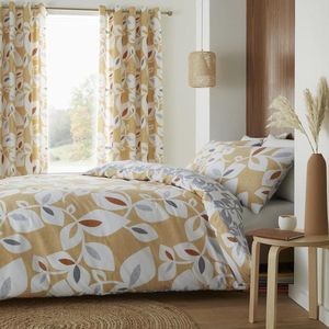 Beddengoedset 160 x 200 + 50 x 80 cm INGA LEAF GOLD - Luxe en zacht dekbedovertrek 160x200