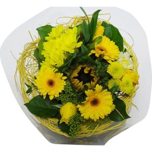 Boeket Sisal Large Geel ↨ 35cm - bloemen - boeket - boeketje - bloem - droogbloemen - bloempot - cadeautje