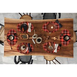 Placemats ovaal - Onderleggers - Ovale placemats - Schotse ruit - Plaid - Rood - Patronen - 6 stuks