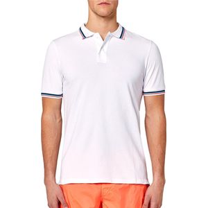 Poloshirt - Wit - Blauw - Oranje - 98% Katoen - 2% Elastaan