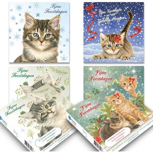 Franciens Katten kerstkaarten - mapje met 4x5 stuks - set 2