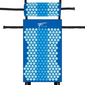 Acupressuurmat met kussen - massage - verlicht rug- en nekpijn - ischias - ontspanning en vermindert slapeloosheid (blauw)