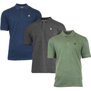 3-Pack Donnay - Polo (Noah) - Sportpolo - Heren - Navy/Charcoal/Army green (412) - maat XL