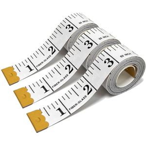 3-pack zachte meetlinten voor het lichaam, meetlinten met twee schalen voor textiel, flexibele linialen voor gewichtsverlies van 60 inch/150 cm, wit