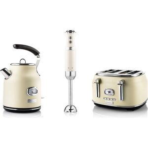 Westinghouse Retro Collections Bundle - Broodrooster XL, Waterkoker, Staafmixer - Vanilla White