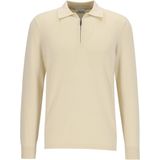 Profuomo heren trui lyocellmengsel, slim fit gebreide polo lange mouw, off white